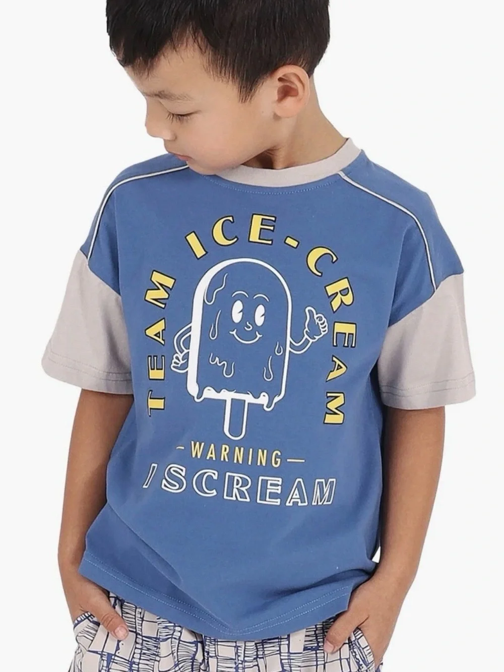 Tiny Tribe Kids Team Ice Cream Color Block Cotton Graphic T-shirt